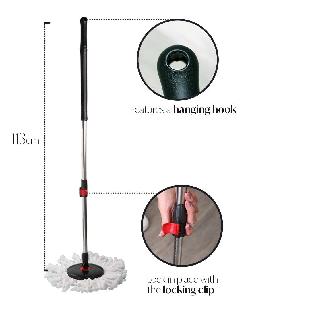 360° Rotating Magic Spin Floor Mop Bucket Set Microfibre with 2 Heads for Cleani