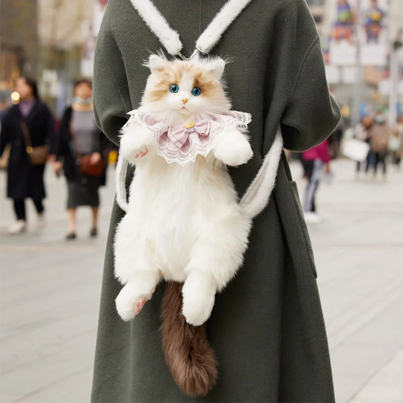 Plush CAT Backpack for Boys Girls Kids Children Schoolbag Cute Cartoon School Bags Kindergarten Preschool Baby Bag