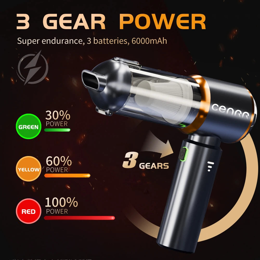 998000PA Mini Car Vacuum Cleaner Cordless Powerful Wireless Car Cleaner Handheld Portable Vacuum Cleaner Cleaning Machine