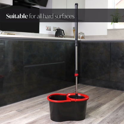 360° Rotating Magic Spin Floor Mop Bucket Set Microfibre with 2 Heads for Cleani